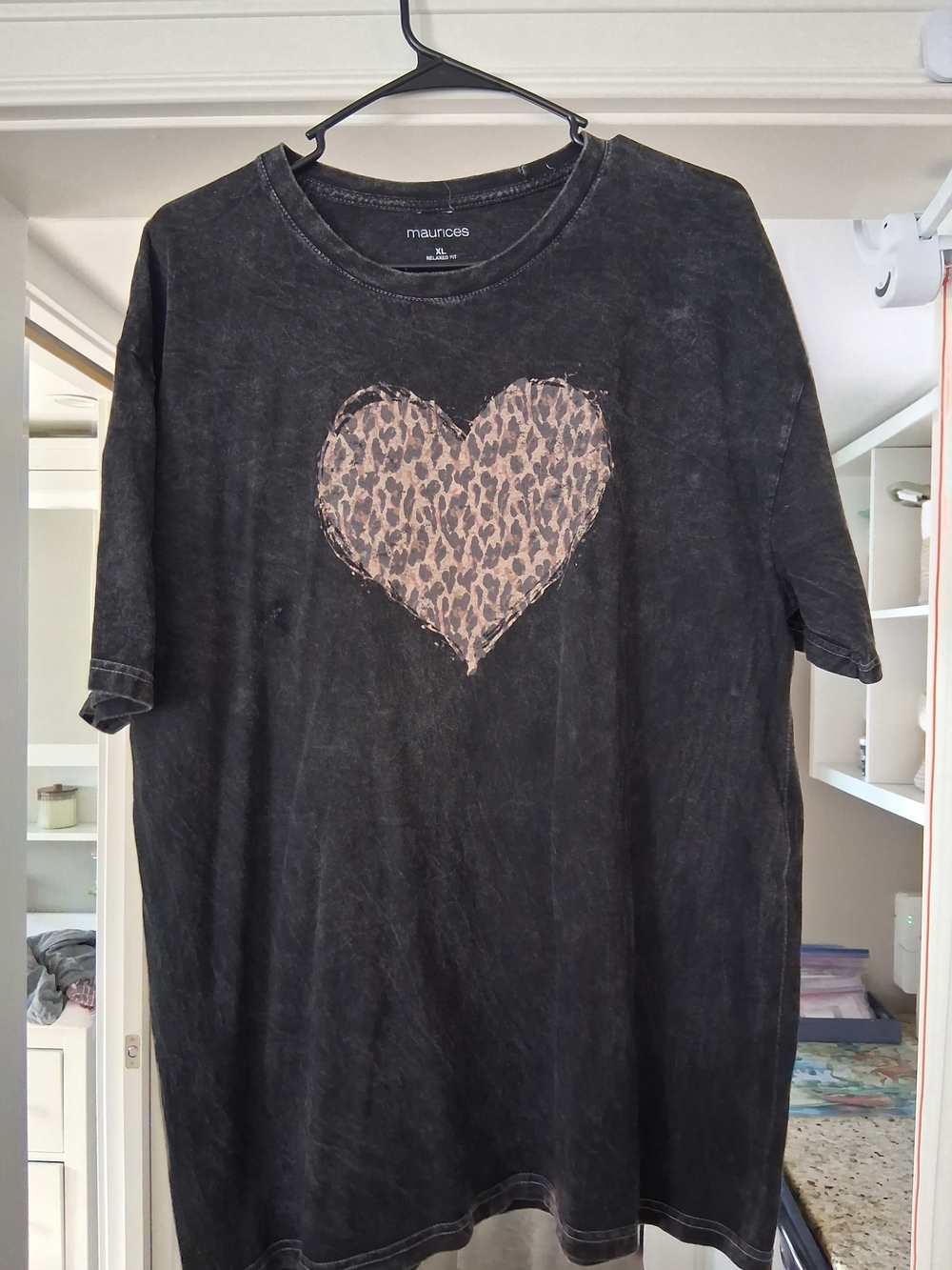 Maurices Black Tee with Leopard Heart